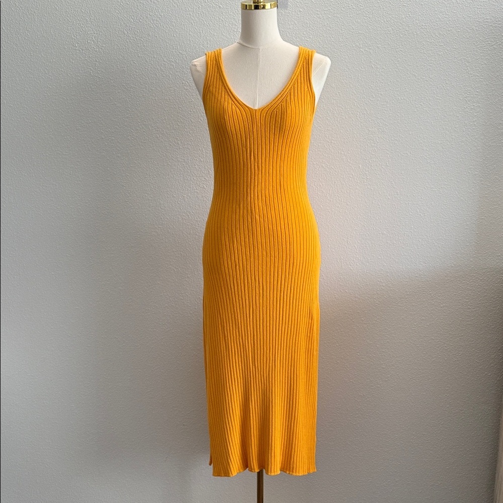 Callahan Revolve Frankie Yellow Mango Knit Dress Cozy Fall Size Small